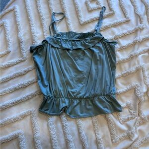 Volcom Teal Butterfly Ruffle Cami